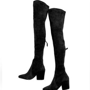 Goodnight Macaroon Ellis Black Classic Over The Knee Suede Boots
